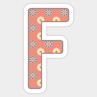 MONOGRAM LETTER F PINK FLORAL TYPOGRAPHY DESIGN Sticker